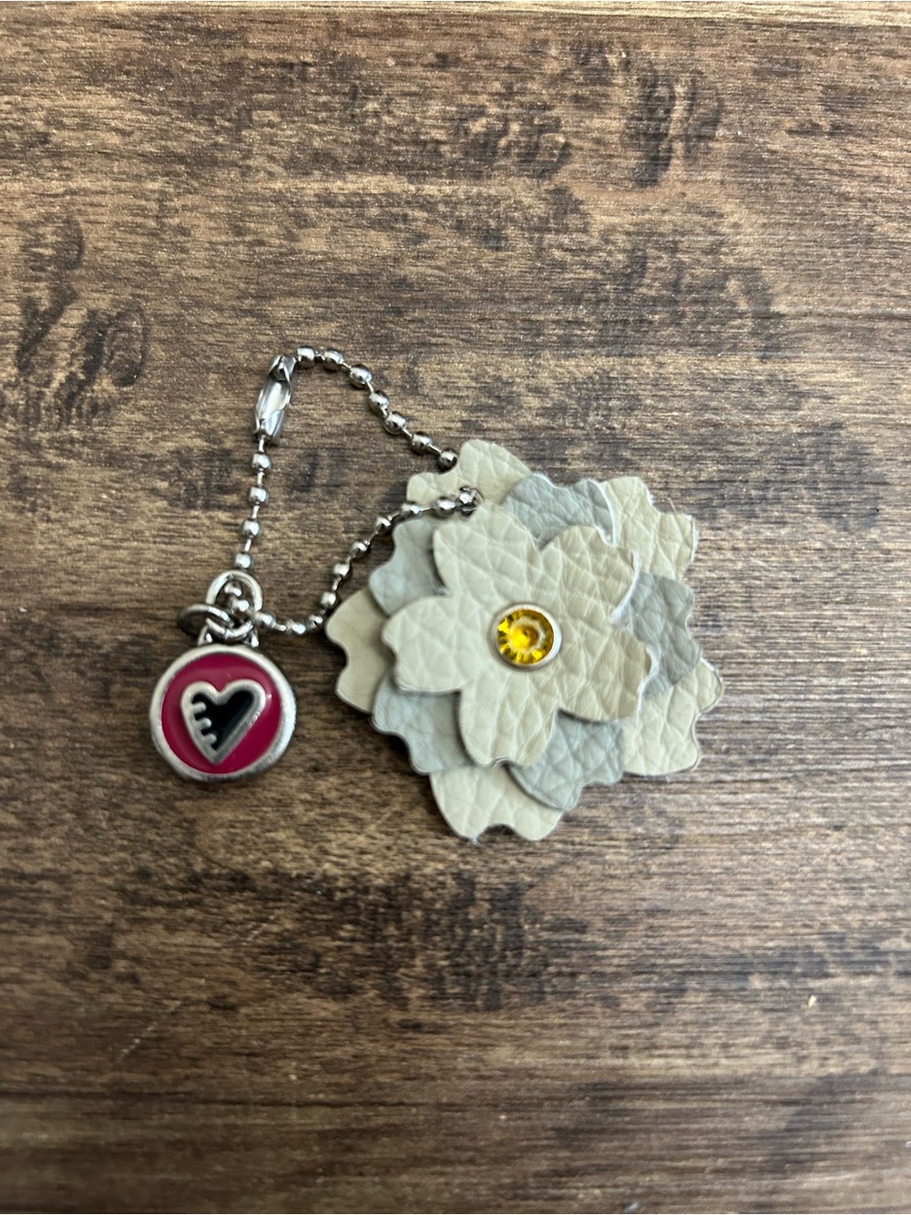 Upcycled Coach Poppy Medallion Leather Flower Bag Charm/Keychain